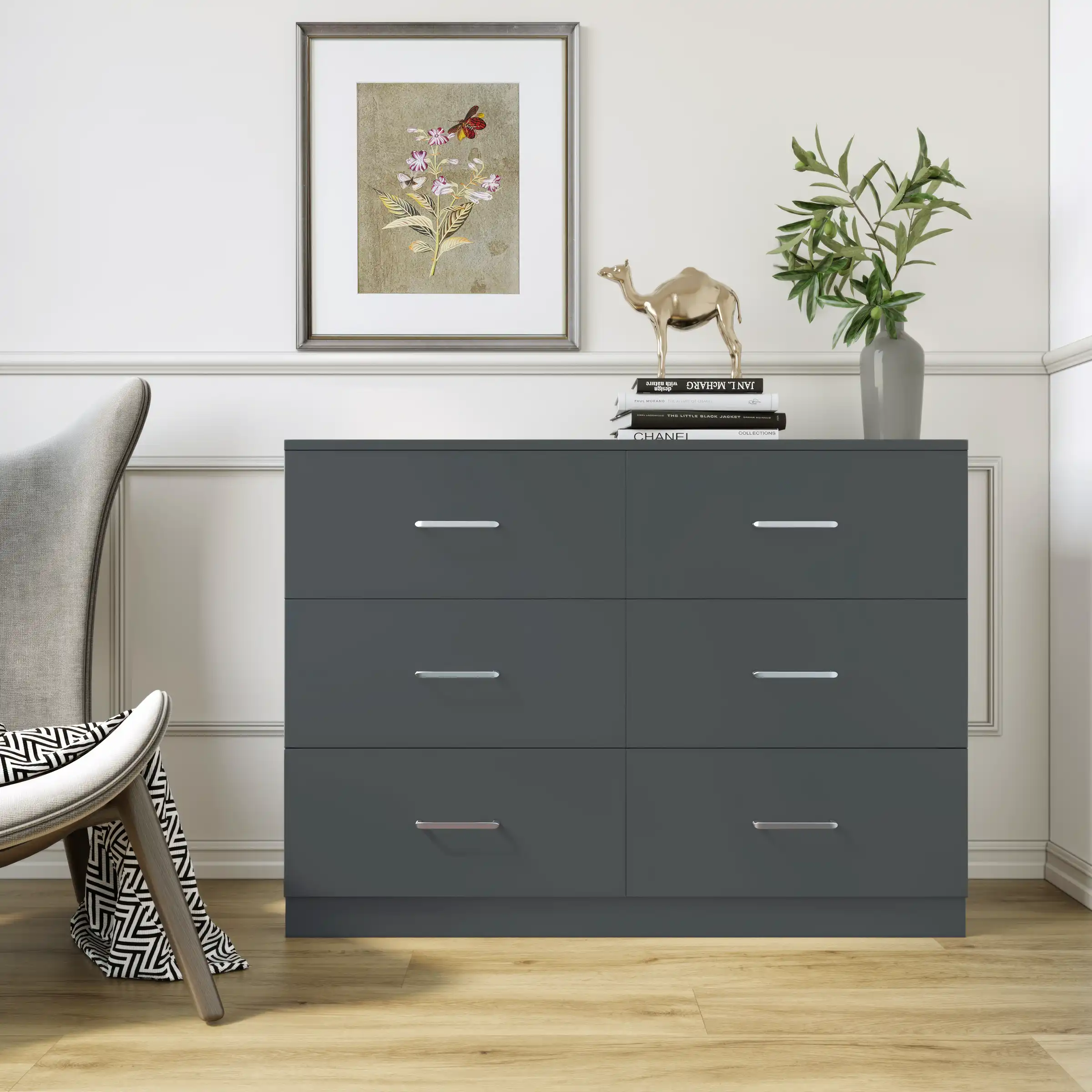 DAKOTA-6-DRAWER-CHEST-DARK-GREY-2024-100-102-217-D03 - Jamies Furniture