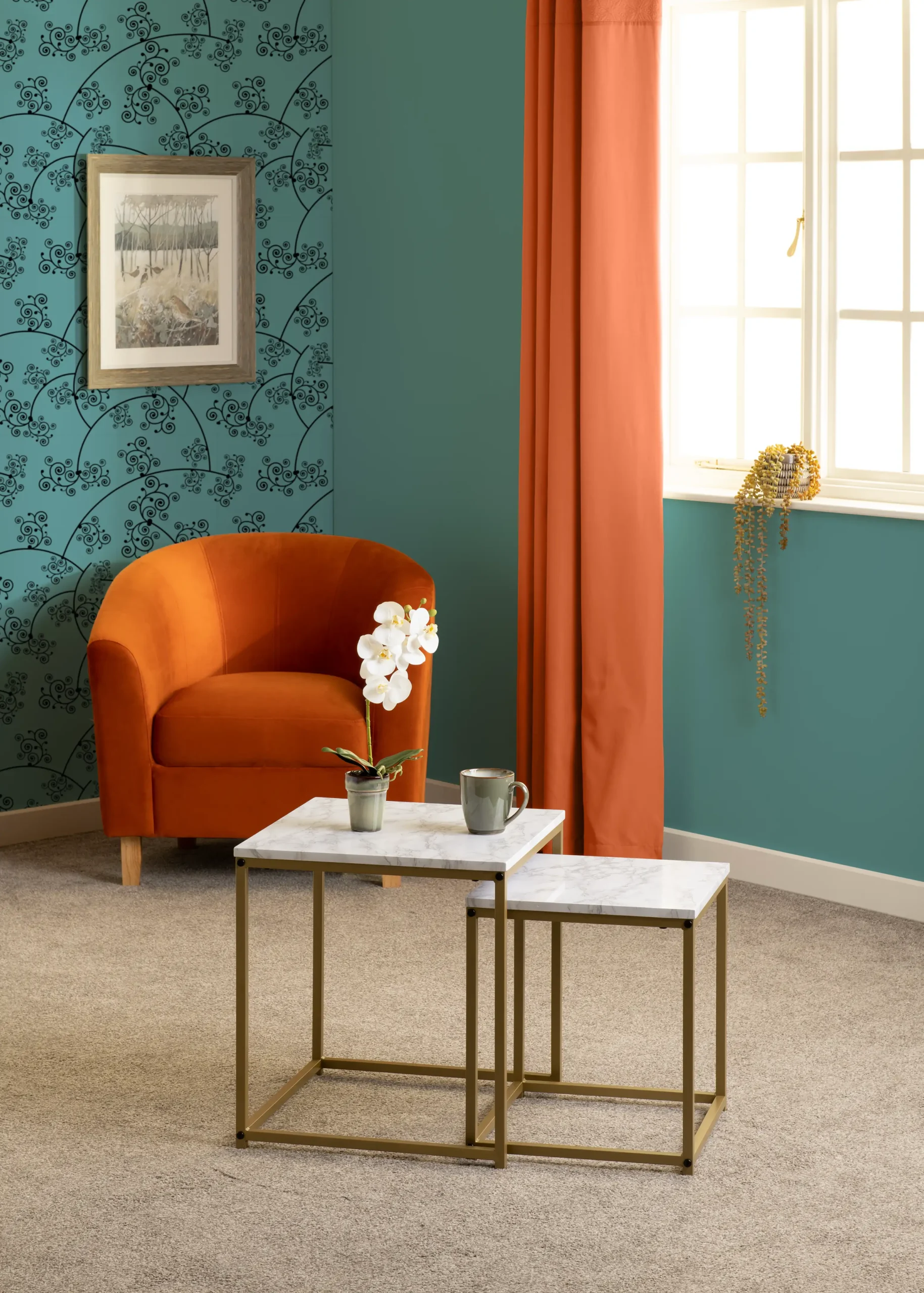 DALLAS-NEST-OF-2-TABLES-MARBLEGOLD-EFFECT-2023-300-303-038-06 - Jamies Furniture