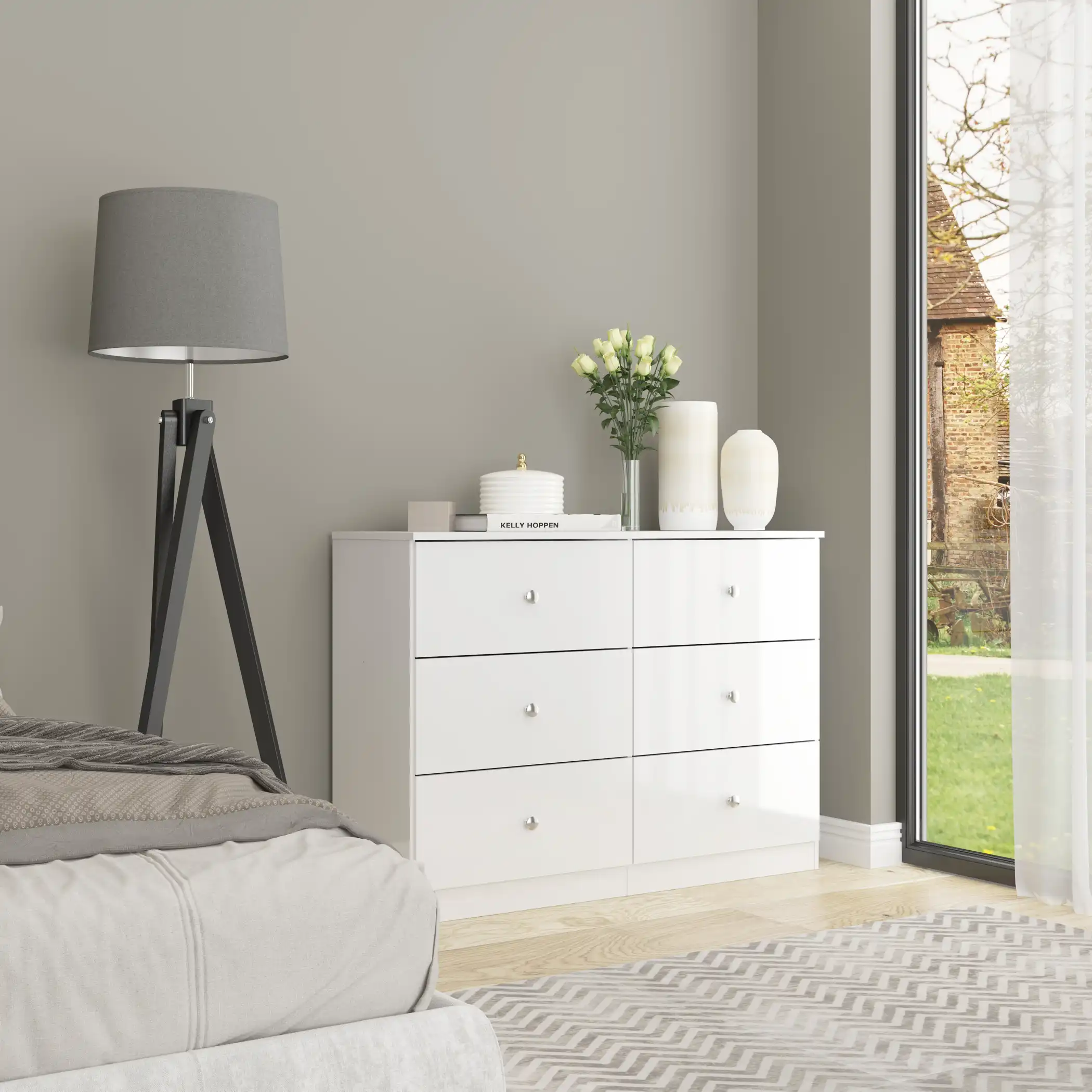 DENVER-6-DRAWER-CHEST-WHITE-GLOSS-2024-100-102-197-F08 - Jamies Furniture