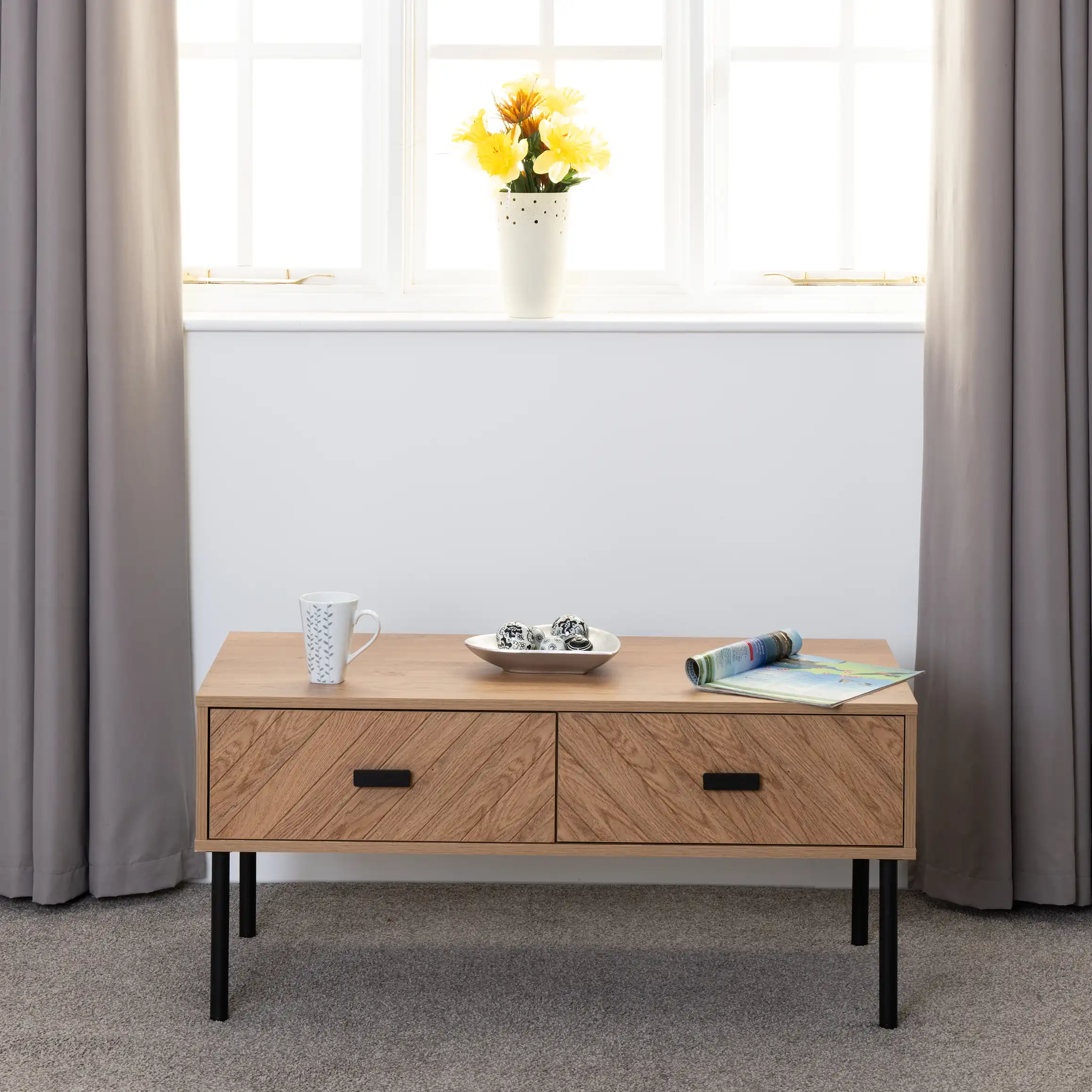 LEON-2-DRAWER-COFFEE-TABLE-MEDIUM-OAK-EFFECT-2023-300-301-076-07 - Jamies Furniture