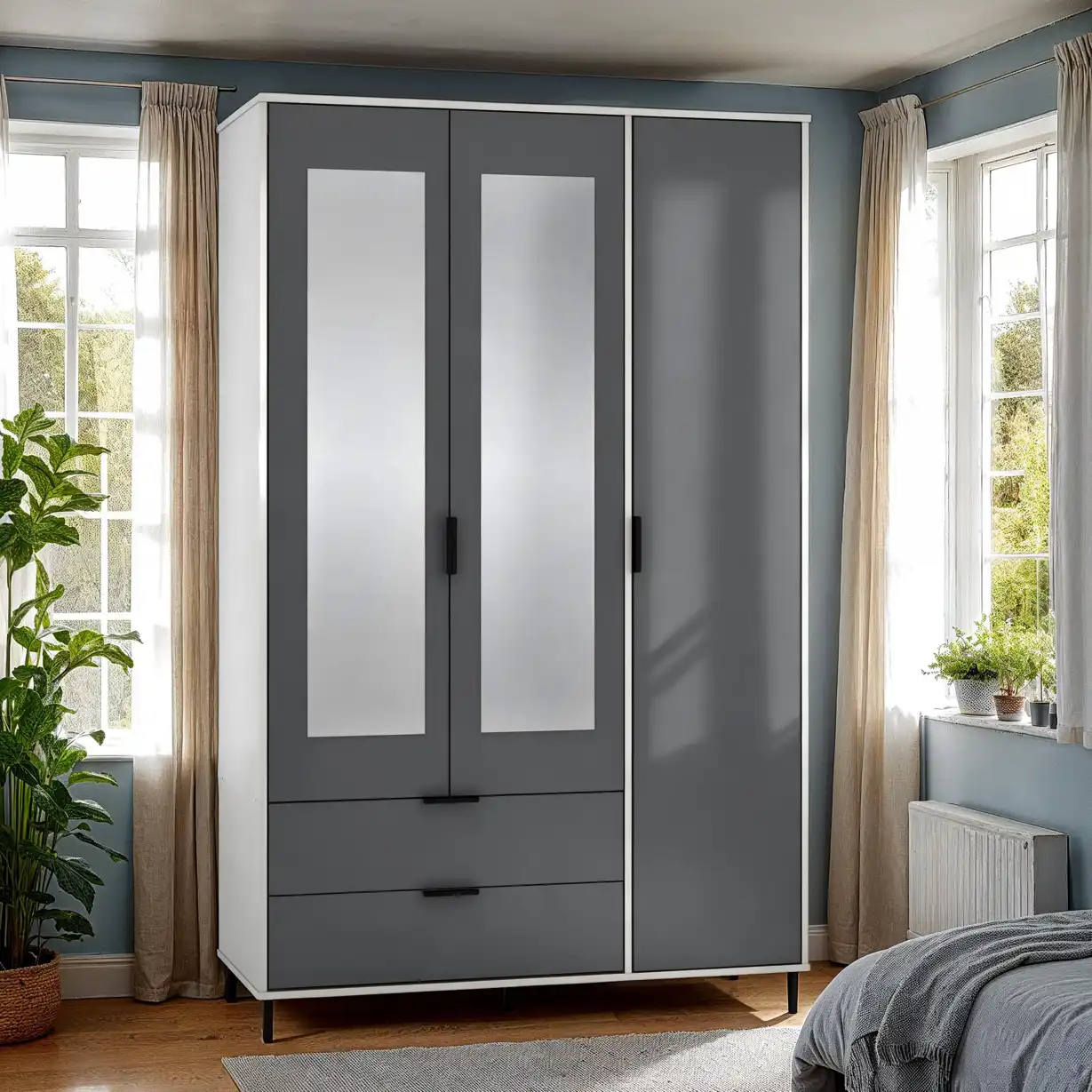 madrid-3-door-2-drawer-mirrored-wardrobe