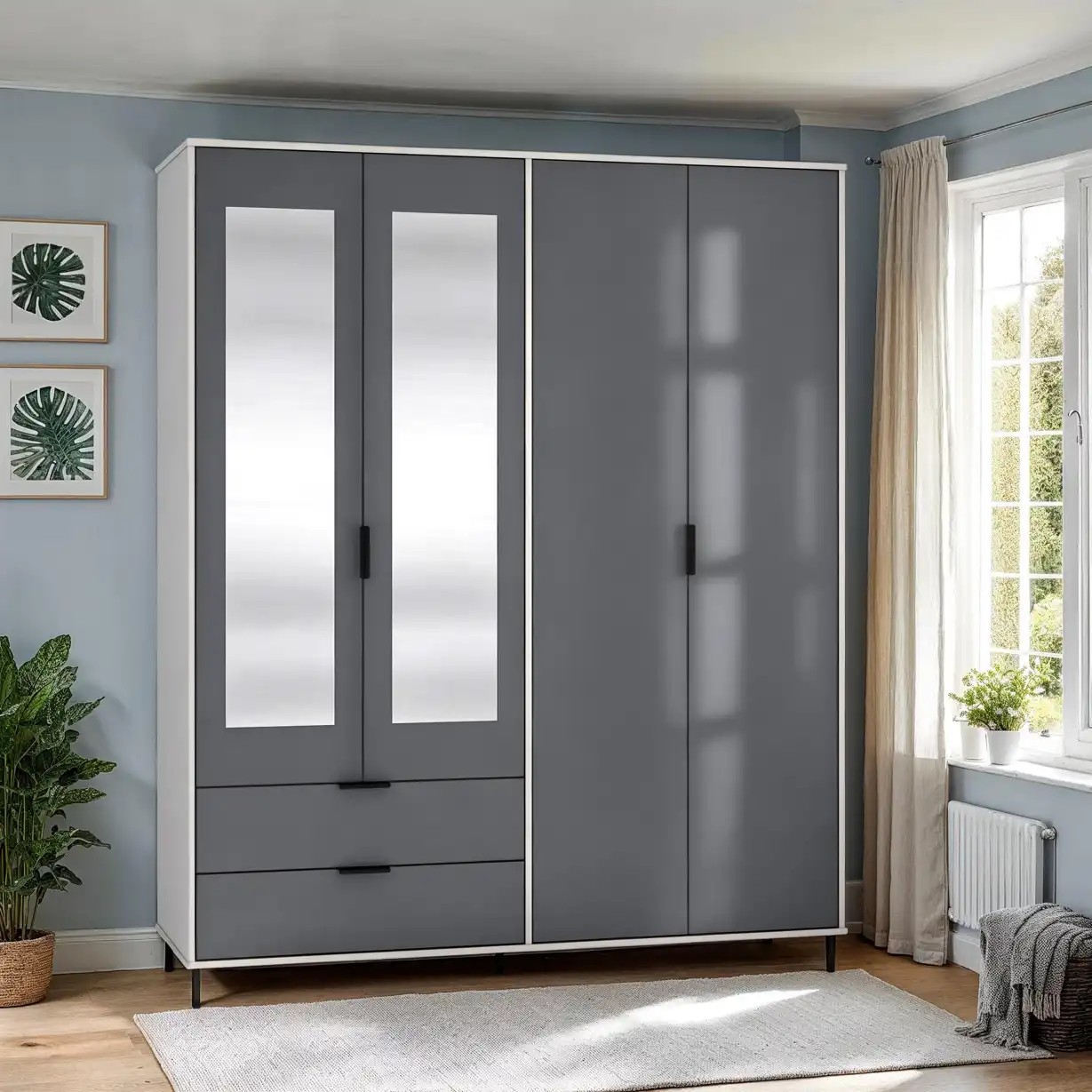 madrid-4-door-2-drawer-mirrored-wardrobe