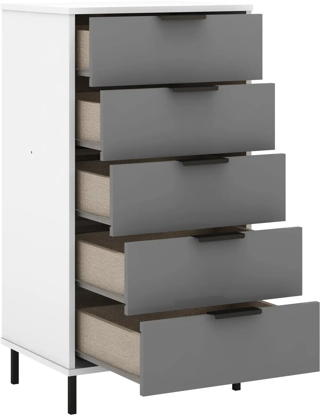 MADRID-5-DRAWER-CHEST-GREYWHITE-GLOSS-2022-100-102-164-F02 - Jamies Furniture