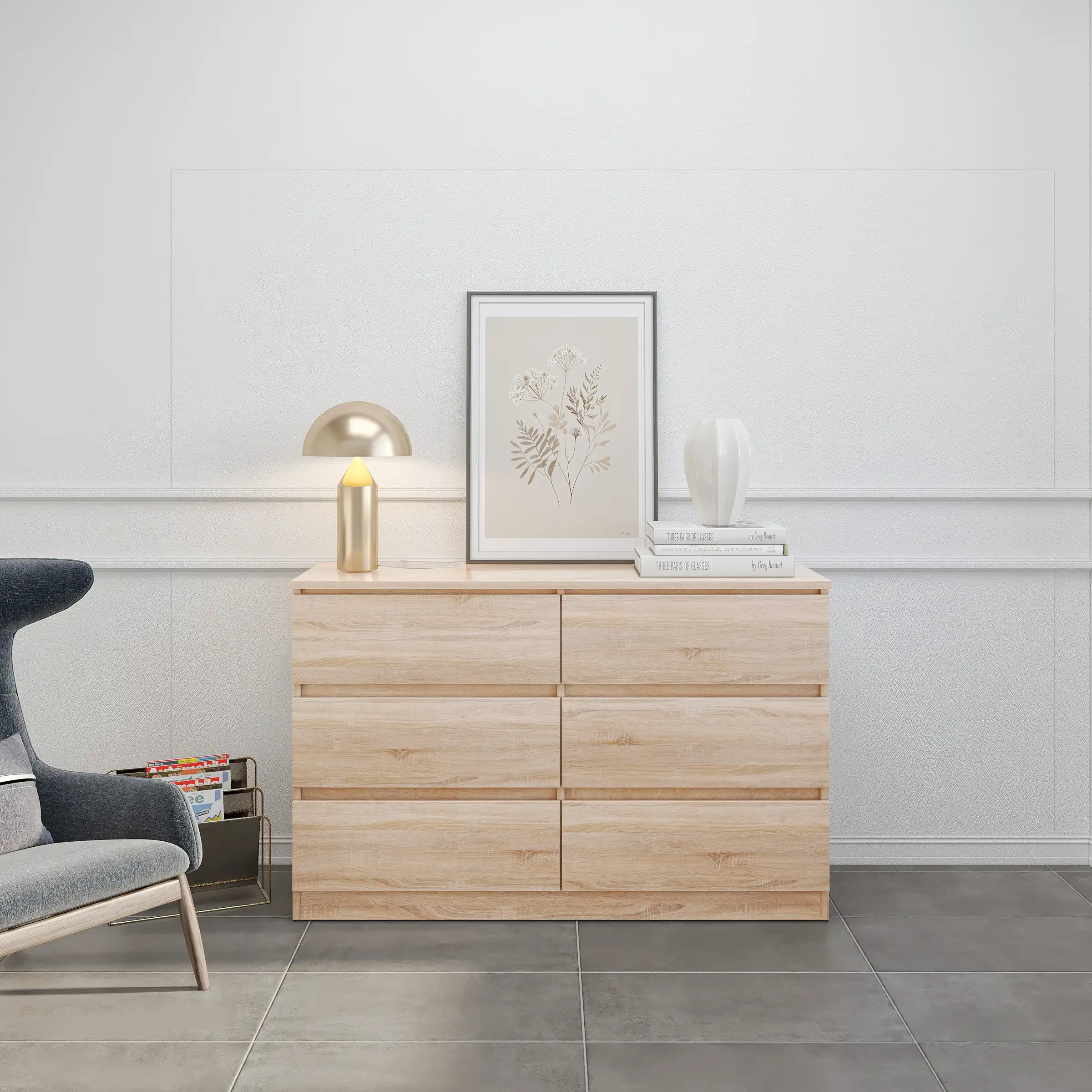 MALVERN-6-DRAWER-CHEST-SONOMA-OAK-EFFECT-2025-100-102-127-03-DX - Jamies Furniture