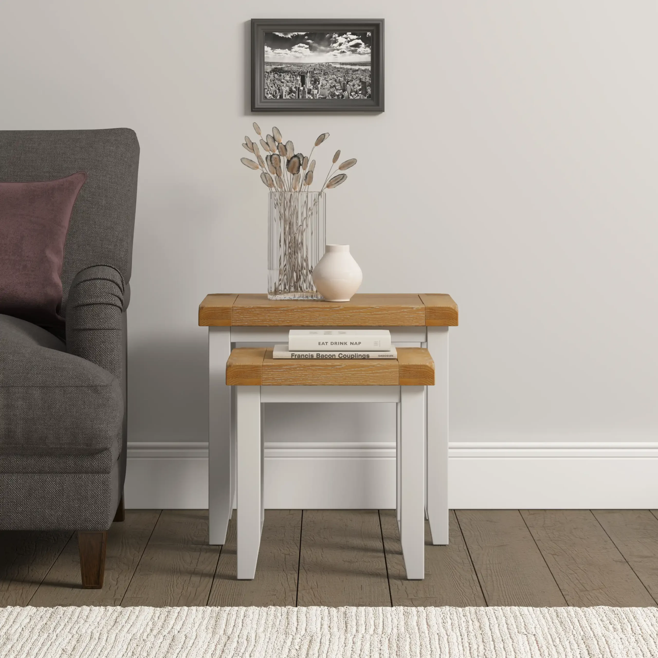 WINDSOR-NEST-OF-2-TABLES-IVORY-OAK-300-303-042-10 - Jamies Furniture